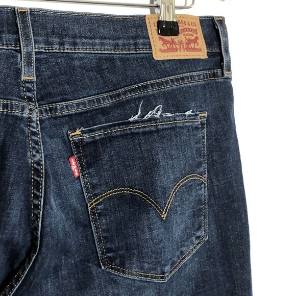 Levi's 314 Jeans Womens 32 Blue Shaping Straight Hi Rise Tummy Slimming Raw Hem - Picture 9 of 12
